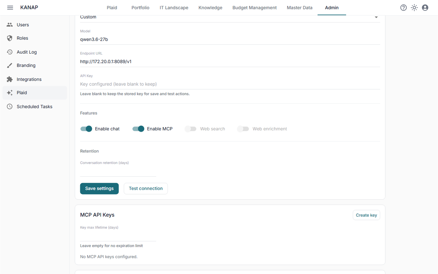 MCP configuration with API key scoping