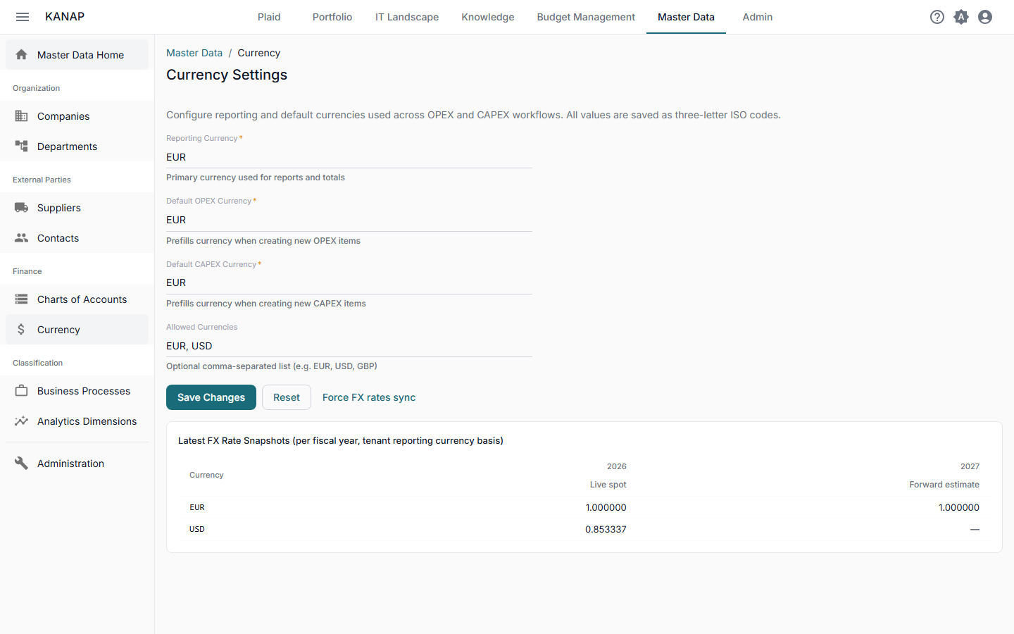 Currency settings with World Bank rates